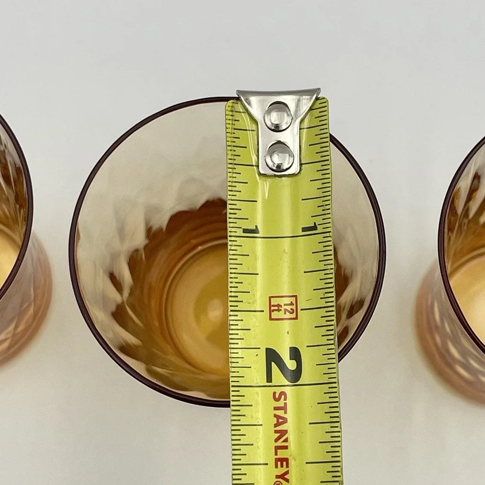 Vintage 1960s Amber Glass‎ Tumblers Set of 3 3.25